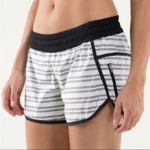 Lululemon Track Attack Shorts Twin Stripe Black / White Size 4